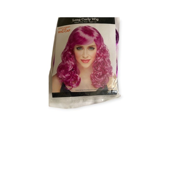 Other - Purple Pink Long Curly Wig Womens 14+ Adult Halloween Costume Cosplay Party